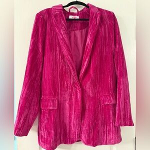 BUDDY LOVE HEFF CRUSHED VELVET BLAZER - FUCHSIA size Large